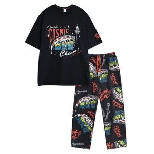 Toy Story Mens Ooooh, Cosmic Cheese Short-Sleeved Long Pyjama Set / Black